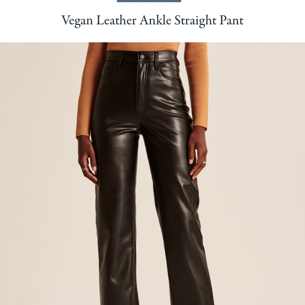 Abercrombie & Fitch Black Vegan Leather Ankle Straight Pant